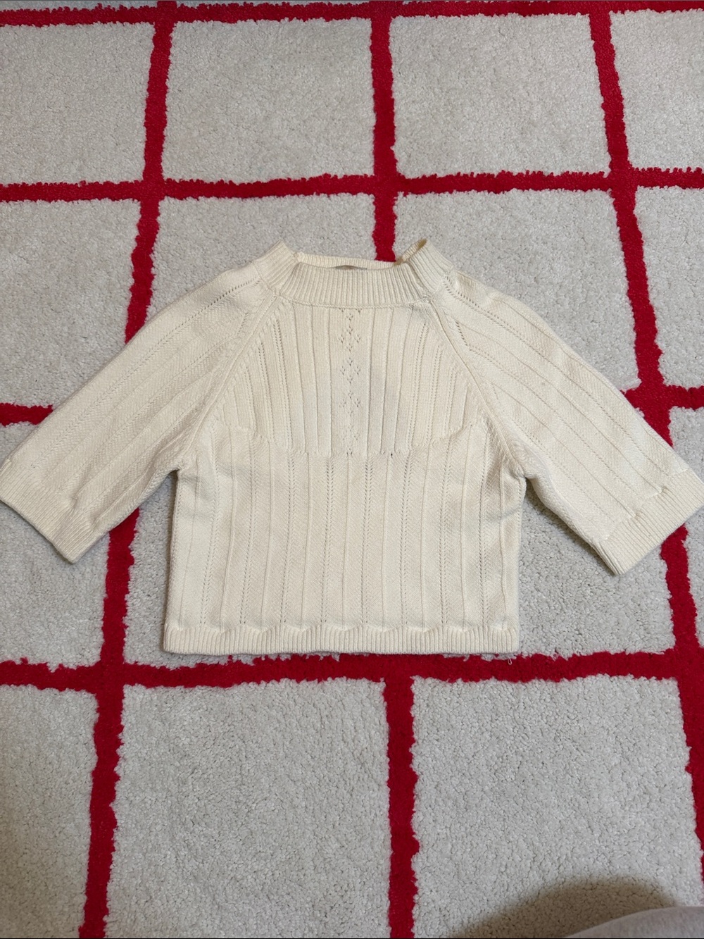 Free People Cream Knit Short-Sleeve Sweater Top